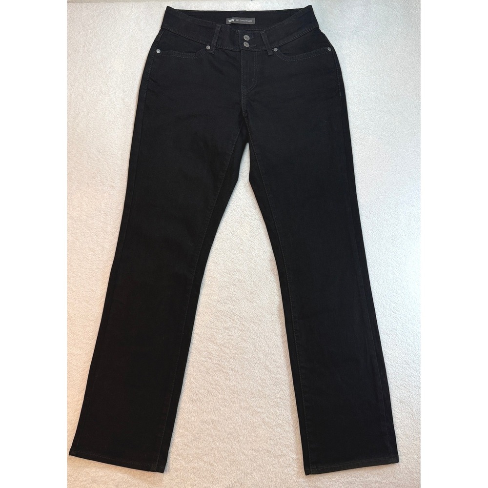 Levis 529 Curvy Straight Jeans Black Mid Rise Double Button Size 8M W29 L32